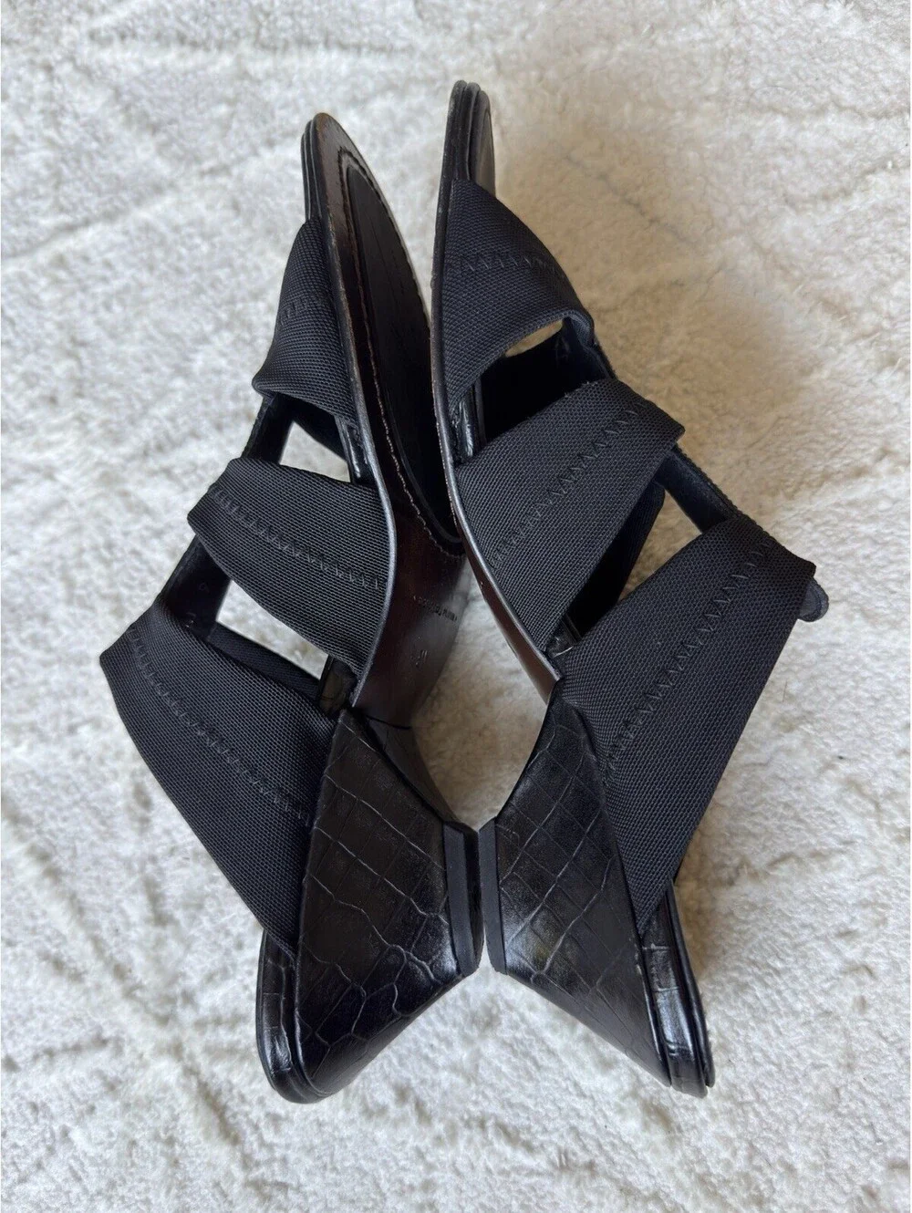 Donald J Pliner Hizzy S1 Women’s 9N Black Leather Kitten Heel Slide Sandals